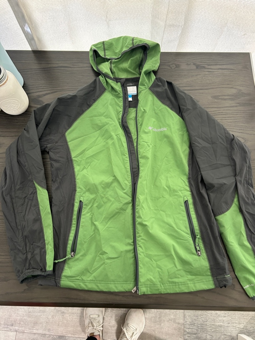 Columbia Green and Black Hooded Raincoat